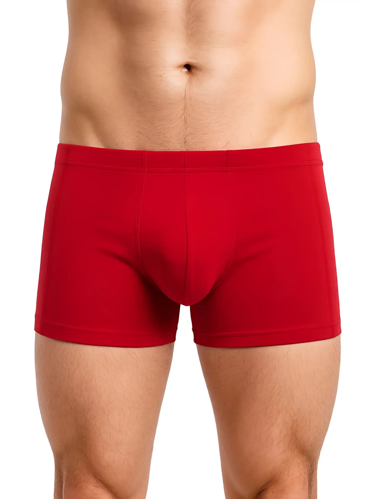Essential trunk red men’s boxer briefs with smooth form-fitting design for comfortable everyday wear