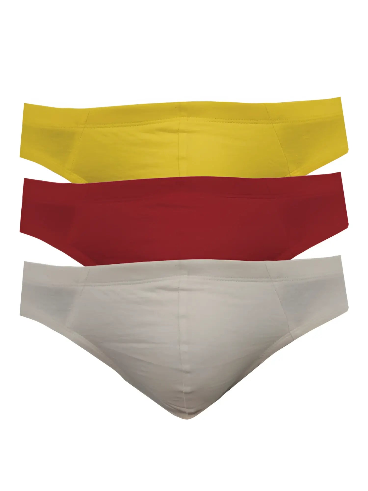Set of three ug contour french briefs in yellow red and white featuring a comfortable contour fit