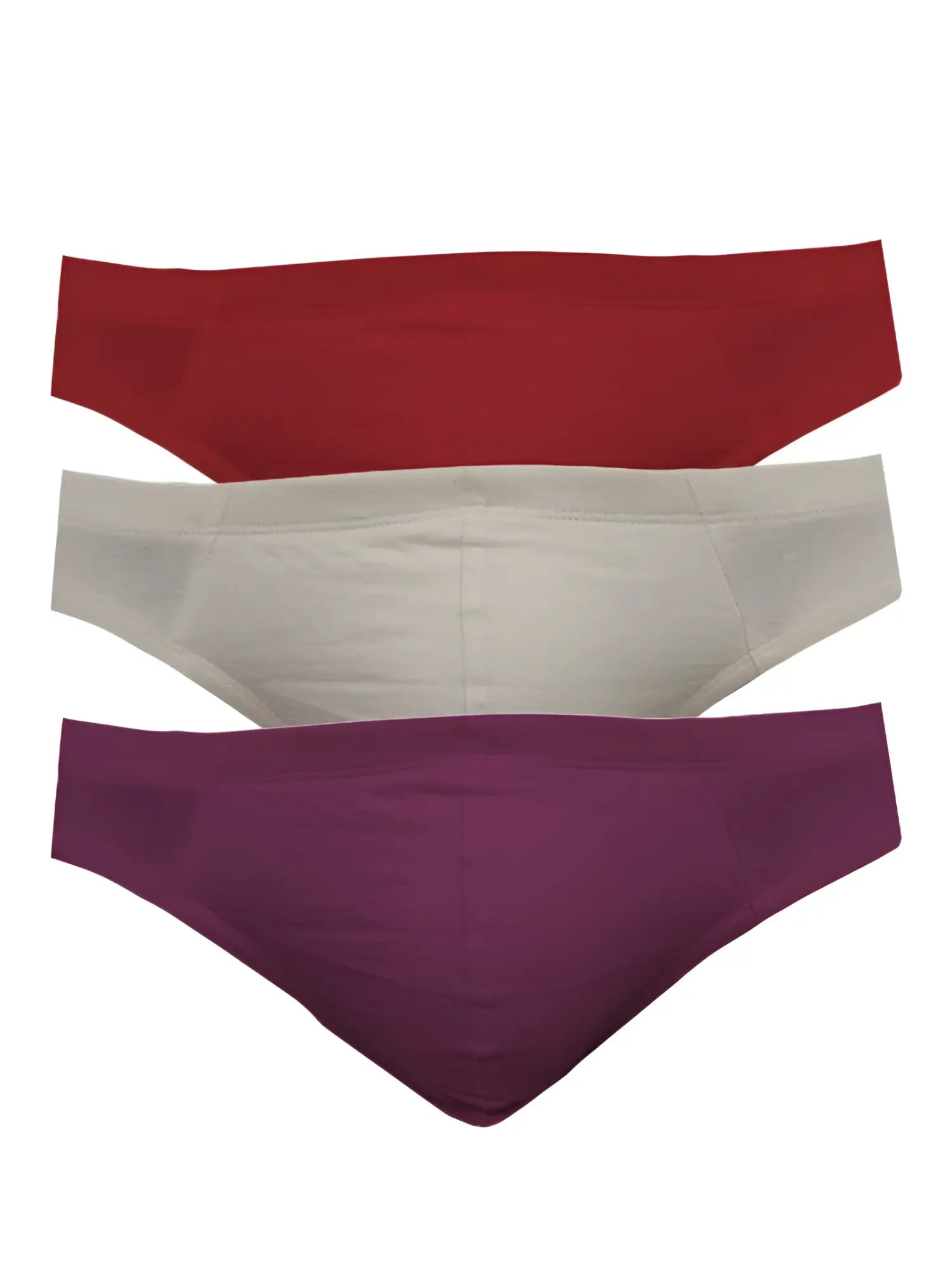 Set of three ug contour french briefs in red white and purple soft breathable cotton blend for everyday wear