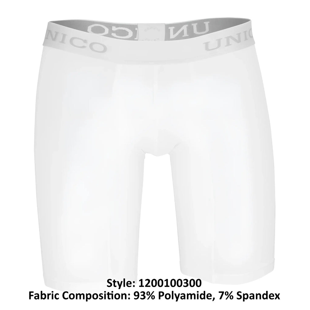 White unico 1200100300 boxer briefs with gray waistband featuring brand name microfiber material