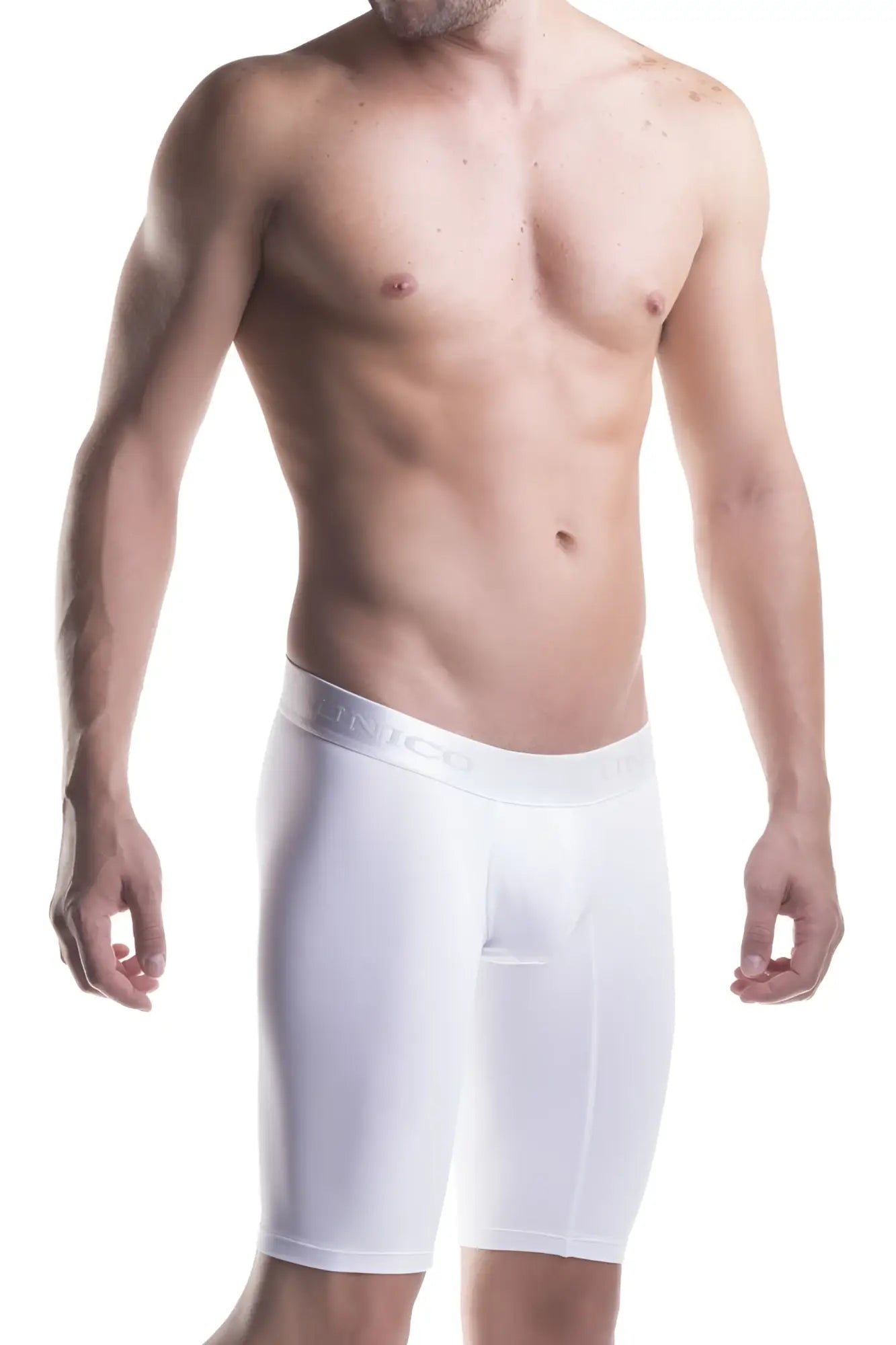 White unico 1200100300 boxer briefs with smooth microfiber fabric and subtle logo on the waistband