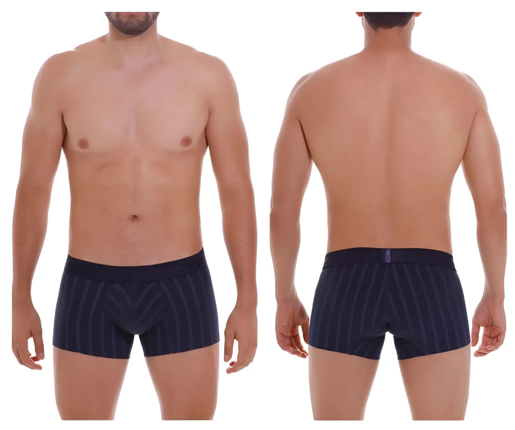 Navy blue Unico 22100100103 Senda trunks with elastic waistband and subtle geometric stripe pattern boxer briefs