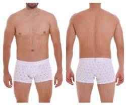 White boxer briefs unico 22110100101 naviero trunks with subtle black anchor pattern in color 29-white