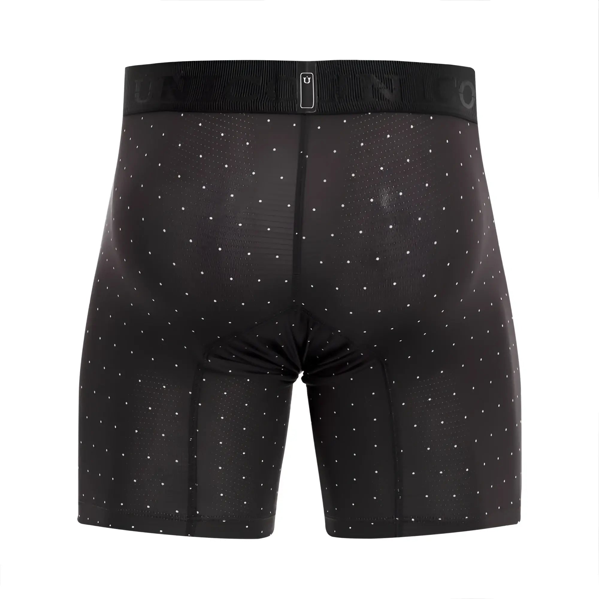 Black unico 22110100203 astros boxer briefs with white dot pattern and ribbed waistband for athletic support