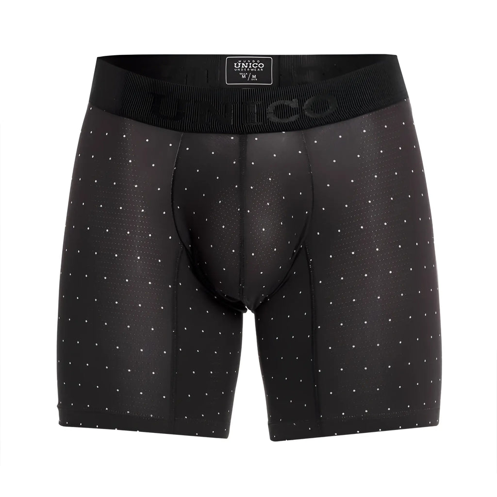 Black unico men’s boxer briefs with subtle white polka dots and ribbed waistband unico 22110100203 astros color 90-black