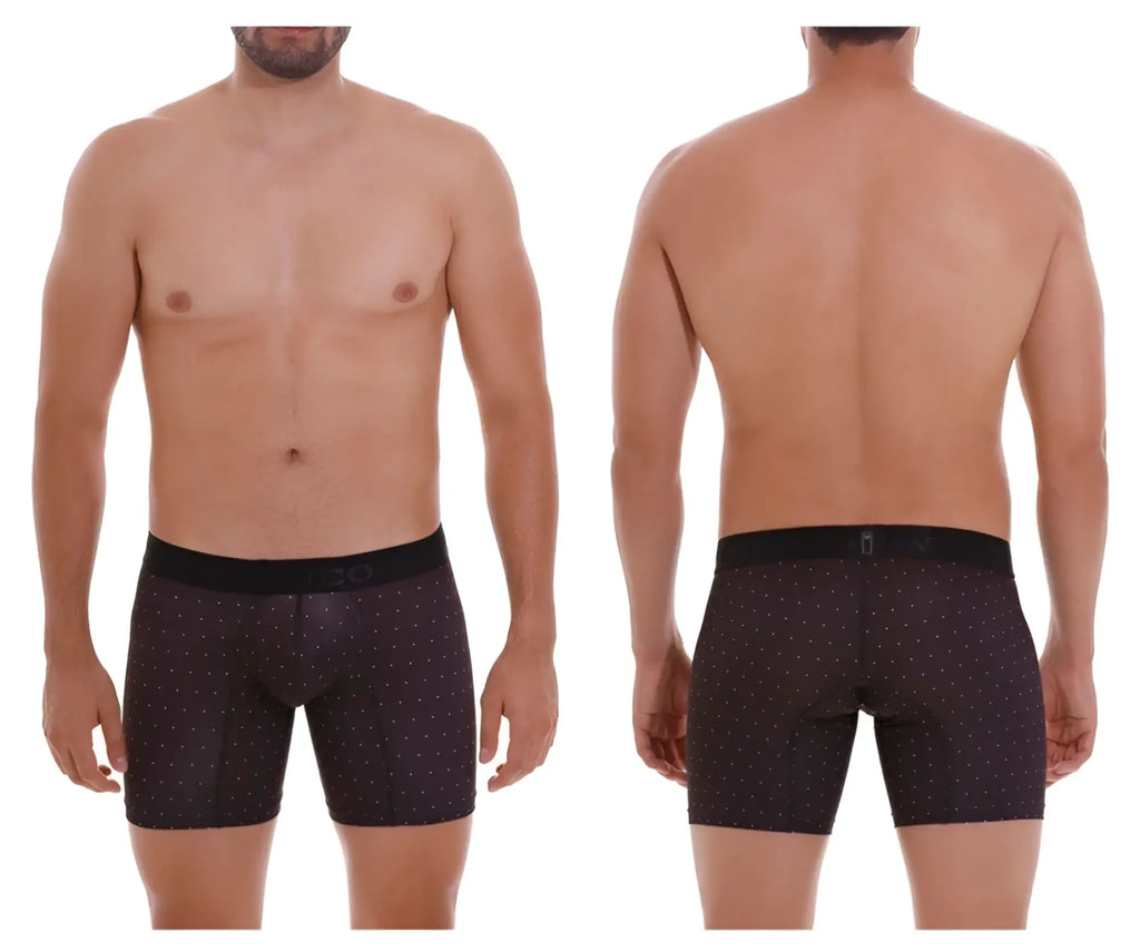 Black unico 22110100203 astros boxer briefs with subtle light-colored dot pattern and solid black waistband