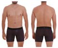 Black unico 22110100203 astros boxer briefs with subtle light-colored dot pattern and solid black waistband