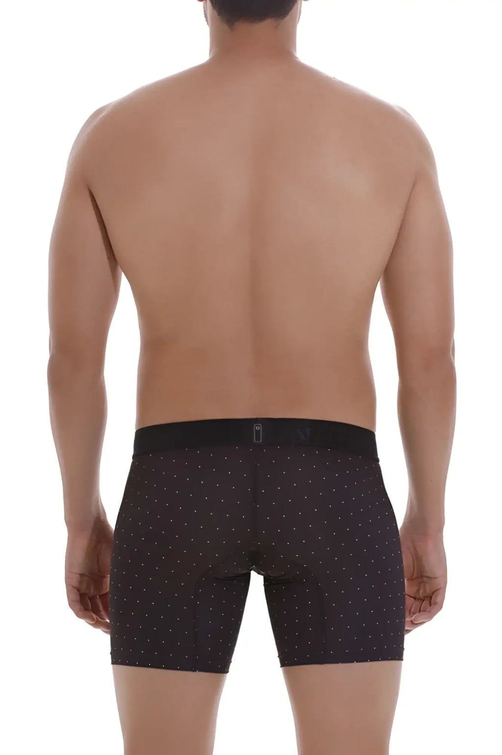 Unico 22110100203 Astros black boxer briefs with subtle white dot pattern and matching elastic waistband