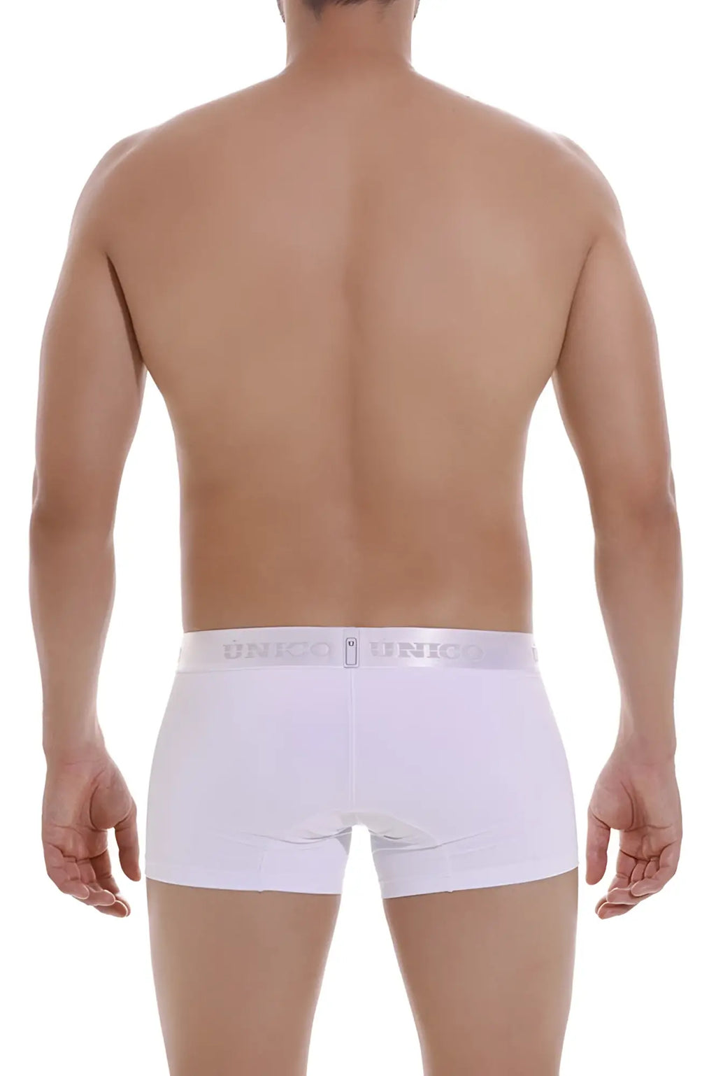 White unico men’s briefs cristalino a22 trunks with subtle elastic waistband and brand logo in color white