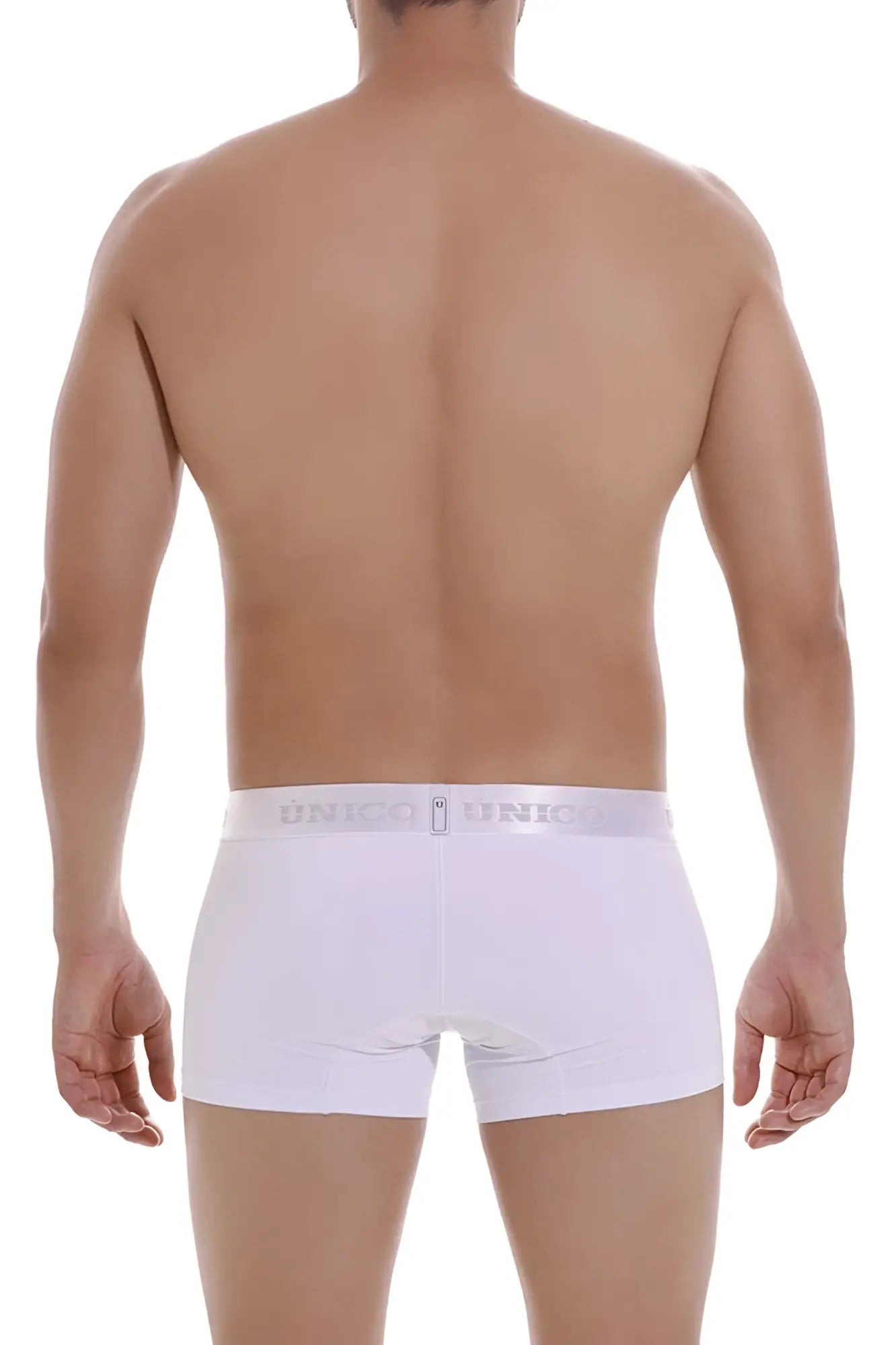 White unico men’s briefs cristalino a22 trunks with subtle elastic waistband and brand logo in color white