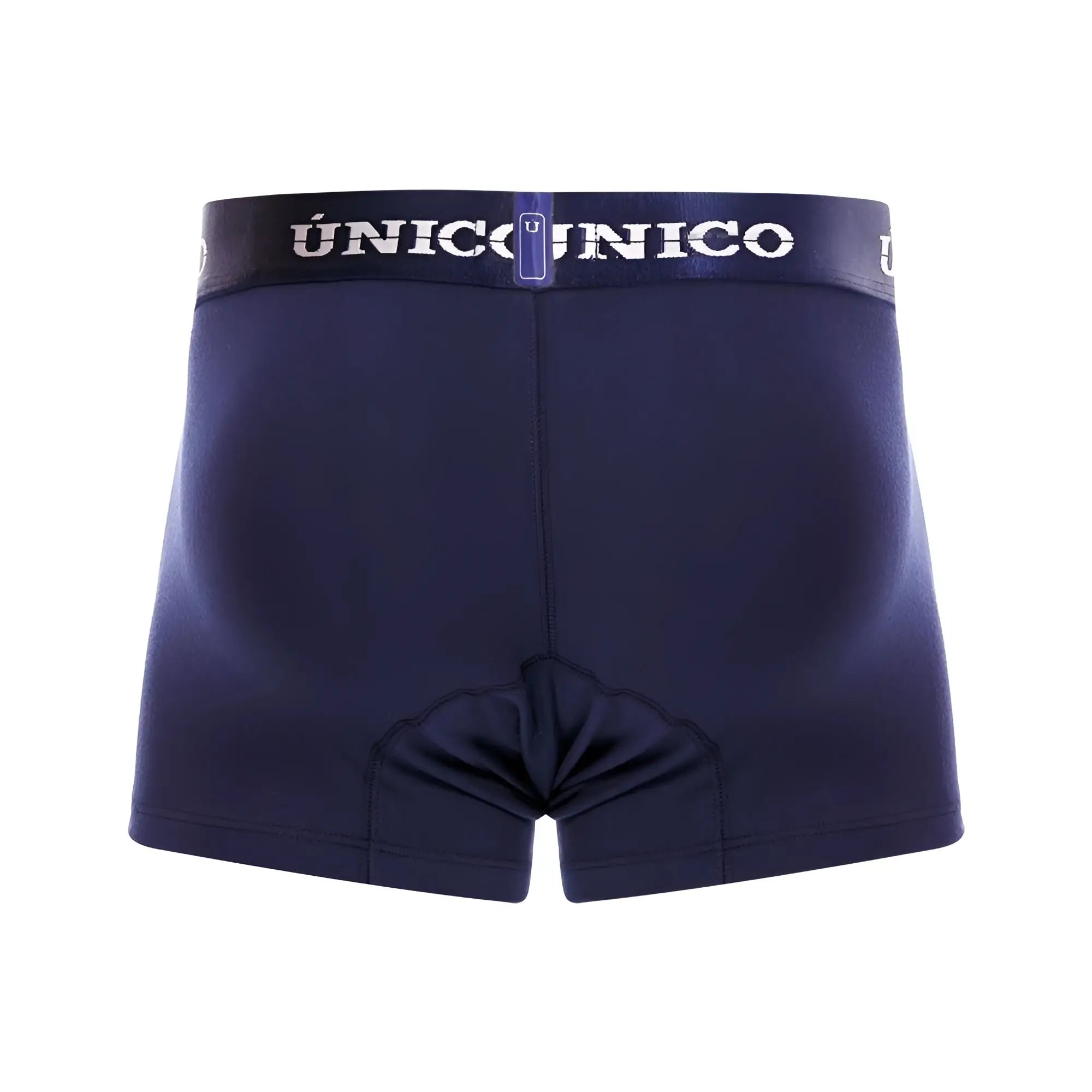 Navy blue unico 22120100102 profundo a22 trunks boxer briefs with matching elastic waistband and white brand lettering