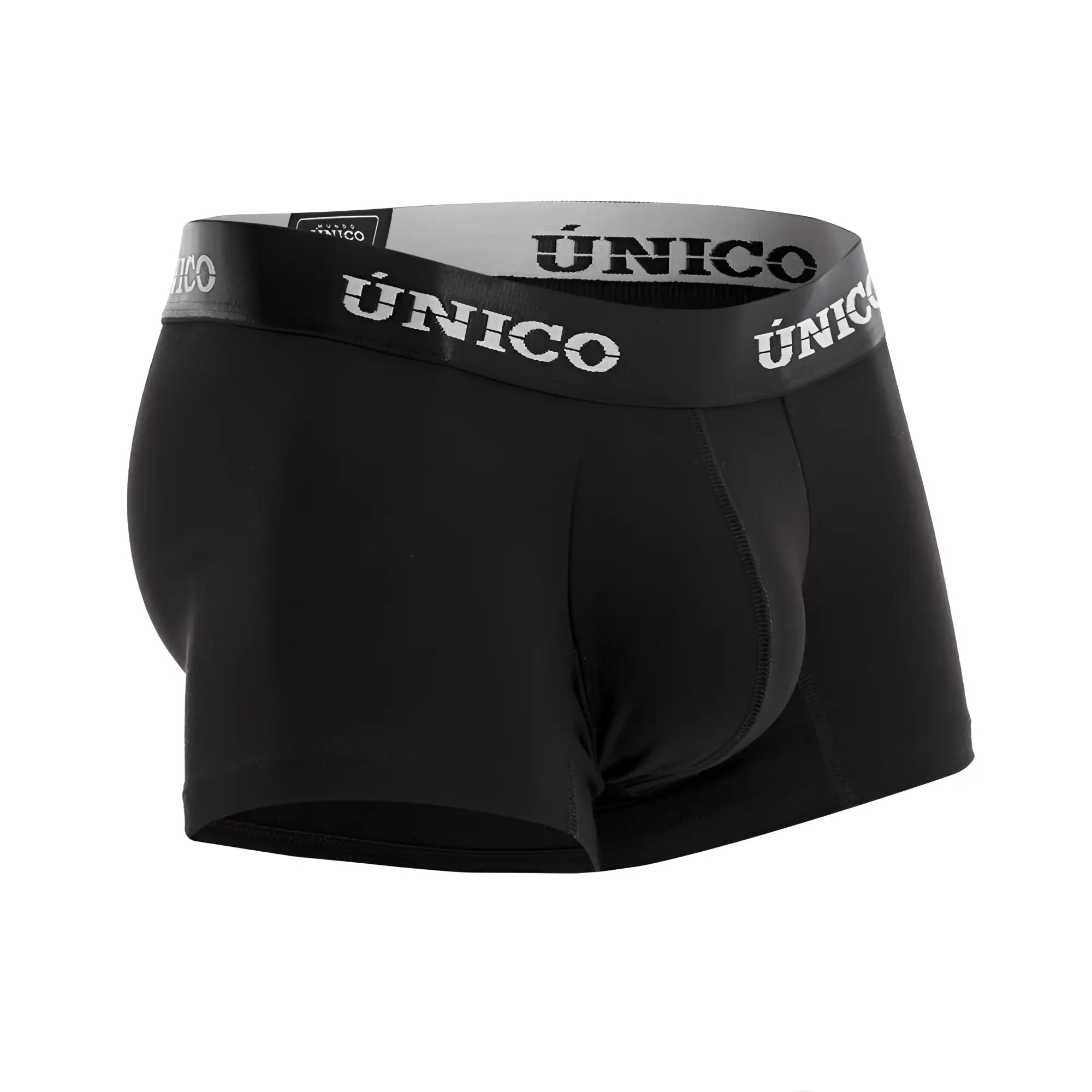 Black unico 22120100103 intenso a22 trunks mens boxer briefs with gray waistband and white brand lettering