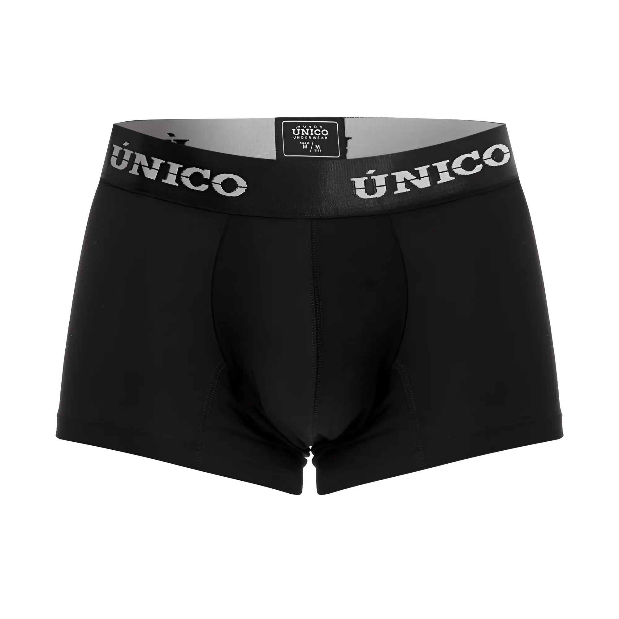 Black unico men’s briefs with a gray waistband featuring the brand name in white lettering unicolor 22120100103 intenso a22 trunks