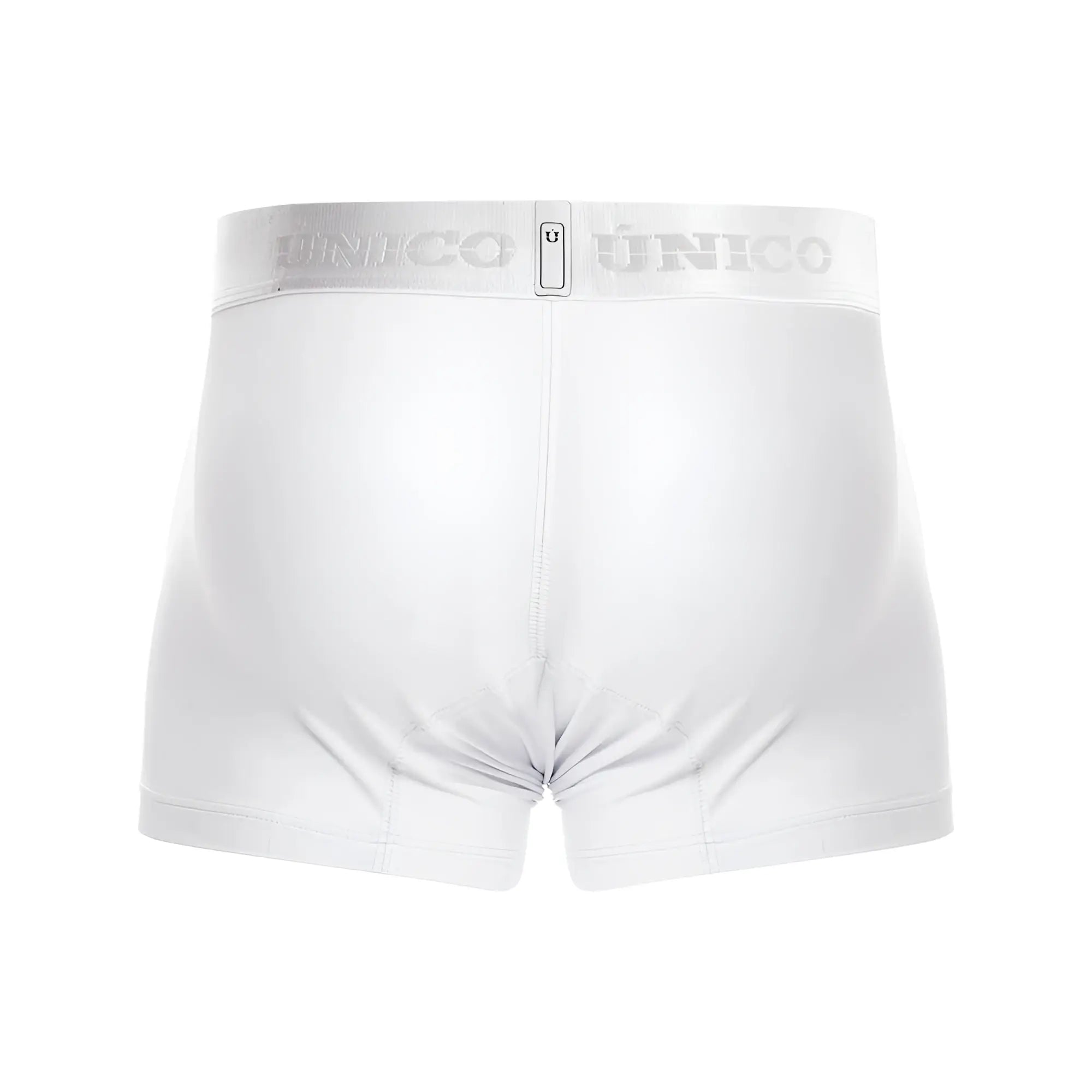 White unico boxer briefs with a subtle silver logo band from unico 22120100105 cristalino m22 trunks color 00-white