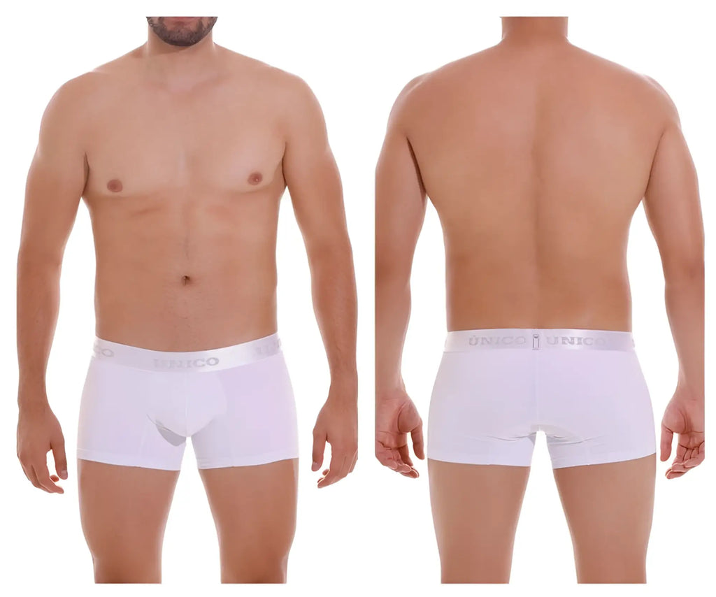 White mens boxer briefs unico 22120100105 cristalino m22 trunks with subtle diego elastic waistband in white