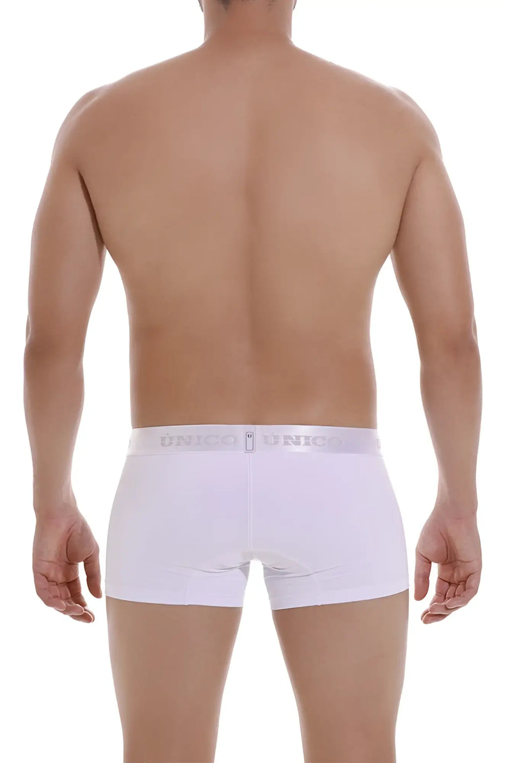White unico 22120100105 cristalino m22 trunks briefs with silver branded waistband in white color