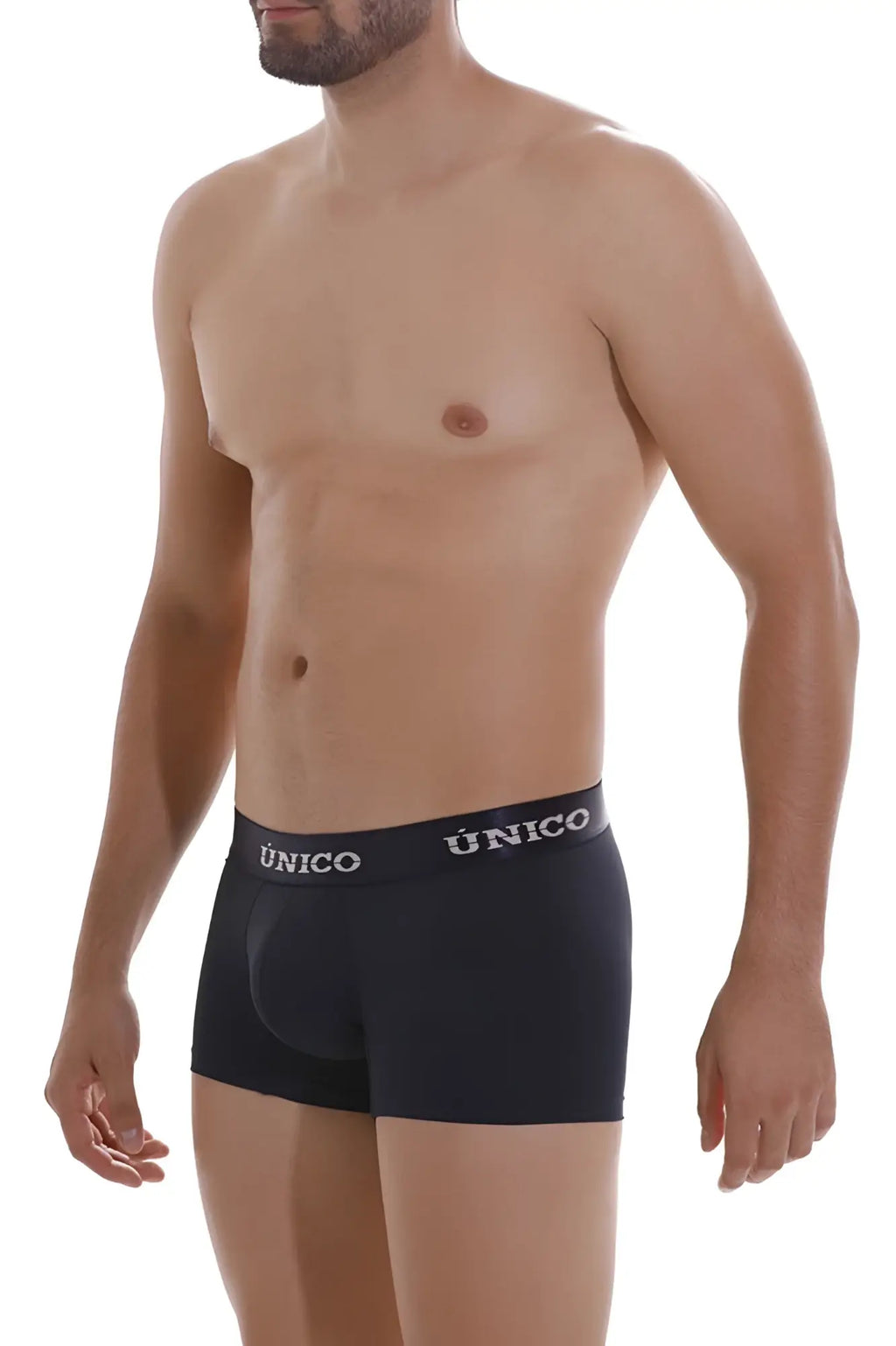 Black unico men’s boxer briefs with snug fit elastic waistband in dark blue for comfortable all-day wear