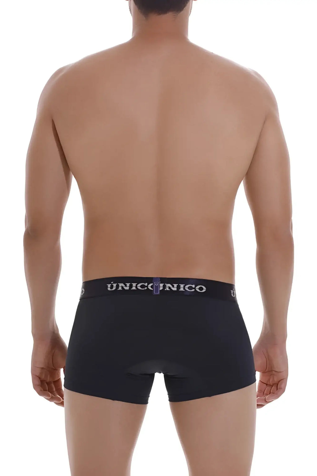 Black unicorno men’s briefs with a white logo band in dark blue color from unico 22120100106 profundo m22 trunks