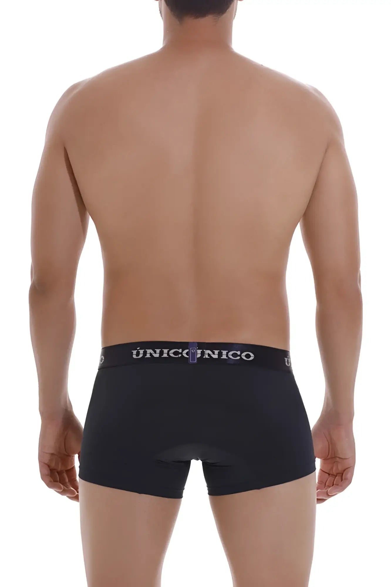 Black unicorno men’s briefs with a white logo band in dark blue color from unico 22120100106 profundo m22 trunks