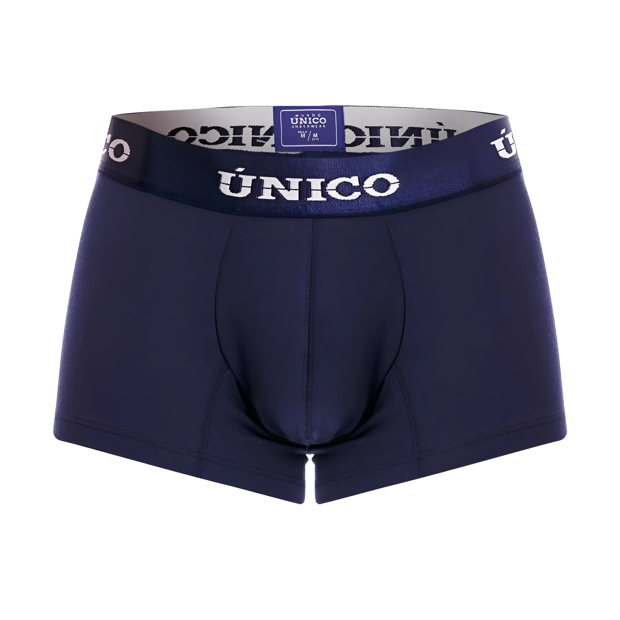 Navy blue unico 22120100106 profundo m22 men’s briefs with matching elastic waistband and white brand lettering