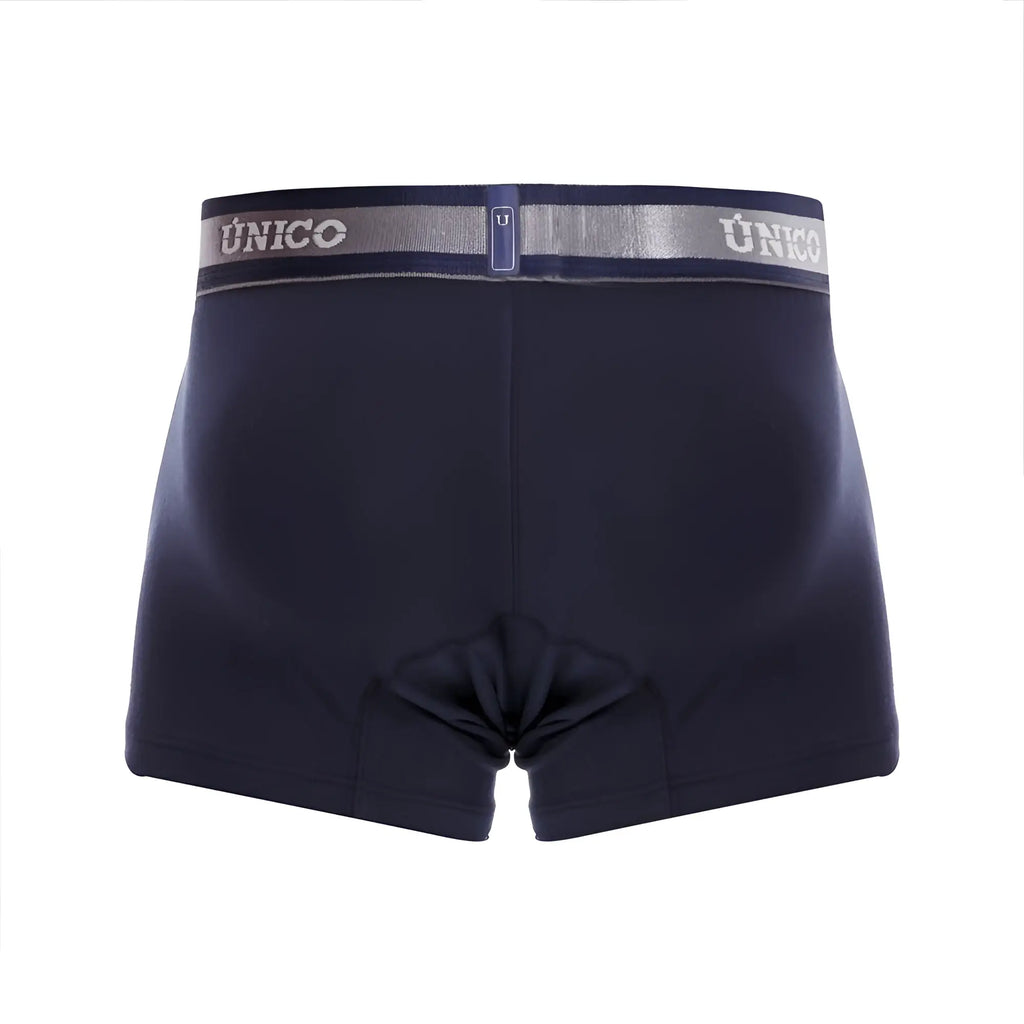 Dark navy blue unico 22120100110 cardenal a22 trunks boxer briefs with silver gray elastic waistband and brand name