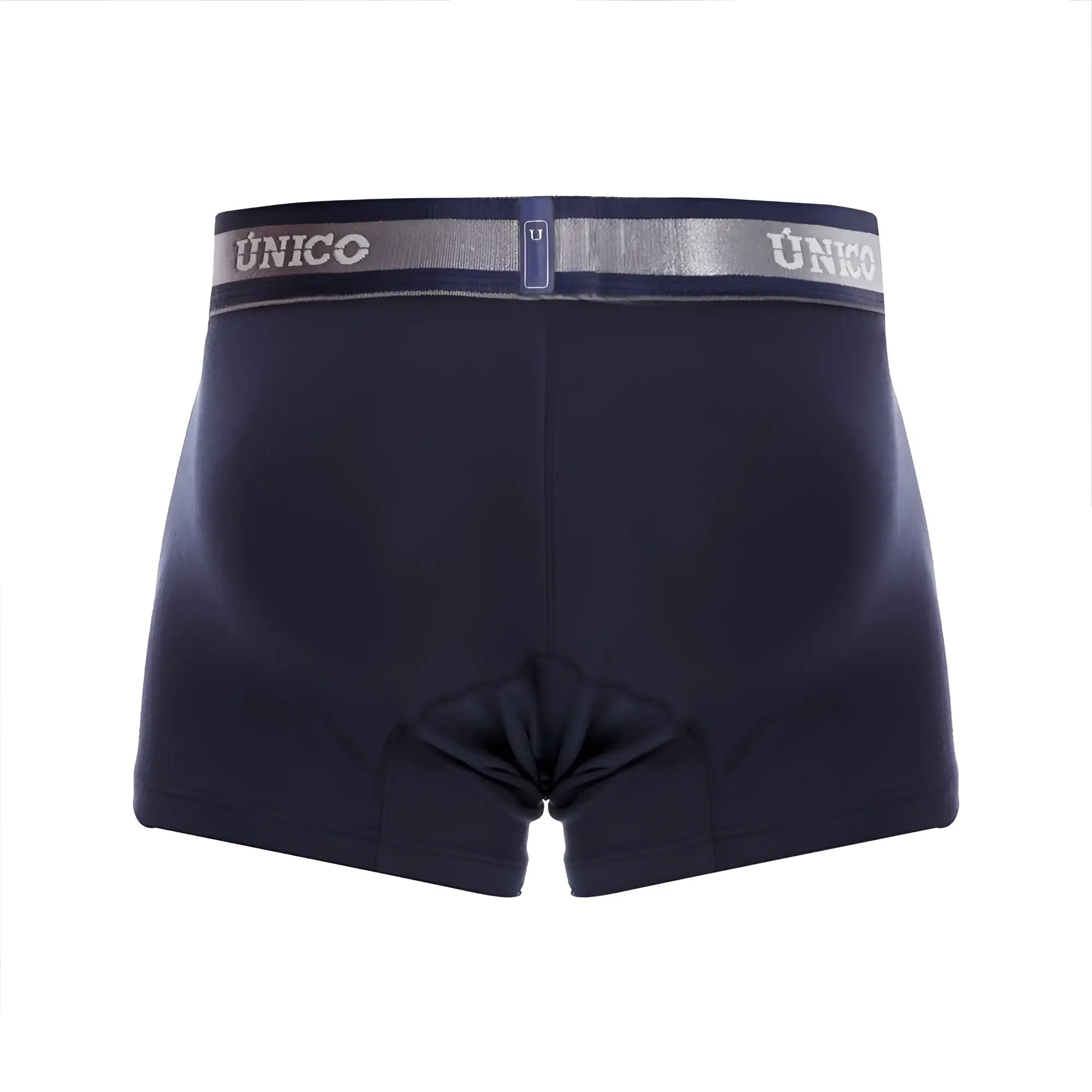 Dark navy blue unico 22120100110 cardenal a22 trunks boxer briefs with silver gray elastic waistband and brand name