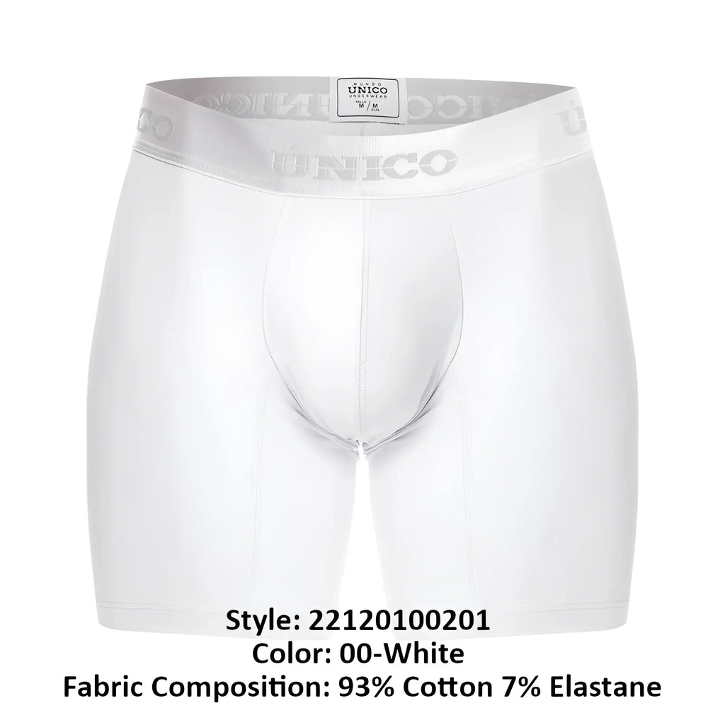 White unico men’s boxer briefs cristallino a22 with silver logo on elastic waistband in white color