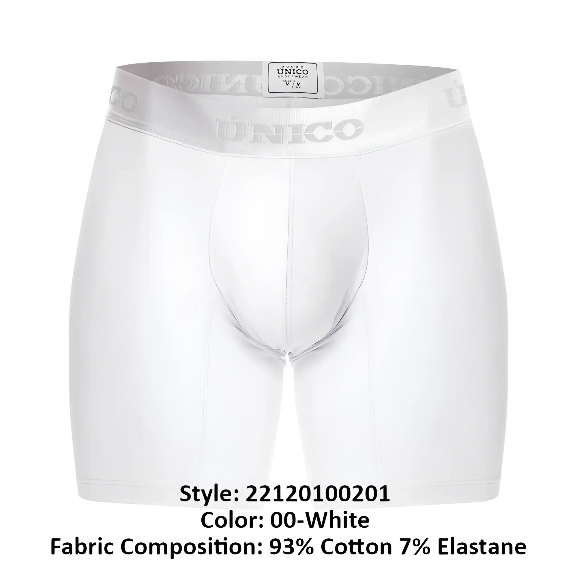 White unico men’s boxer briefs cristallino a22 with silver logo on elastic waistband in white color