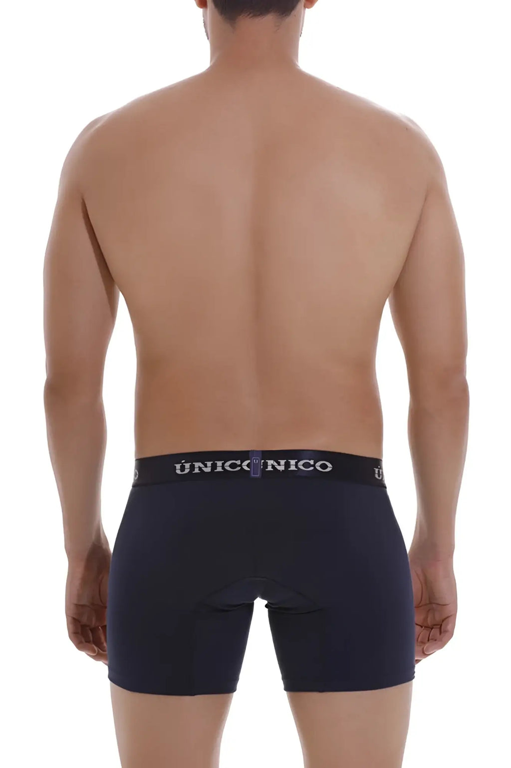 Black uniconico men’s boxer briefs with branded waistband in dark blue color for comfortable everyday wear