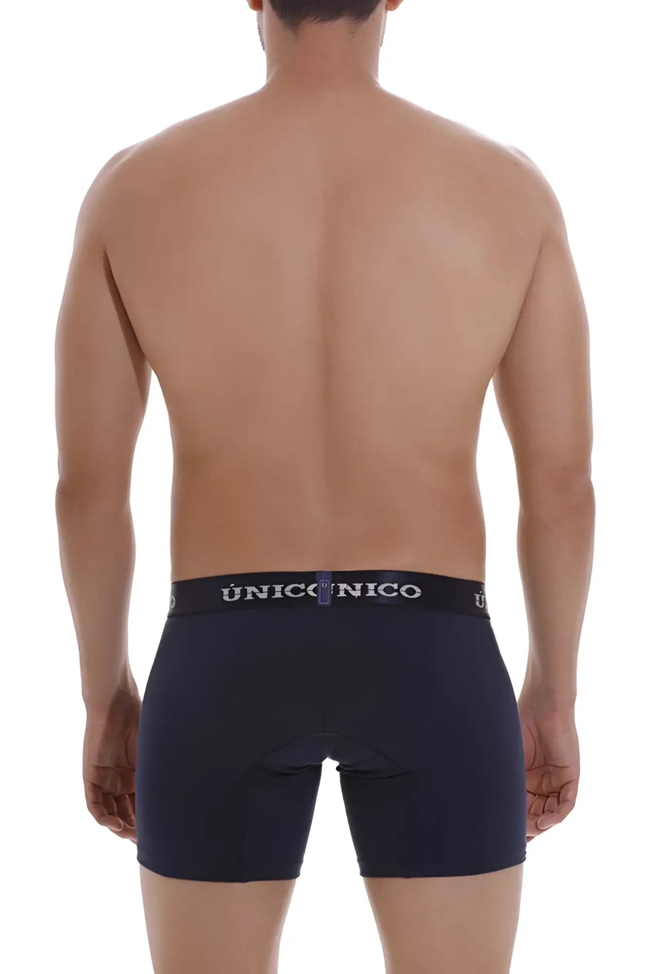 Black uniconico men’s boxer briefs with branded waistband in dark blue color for comfortable everyday wear