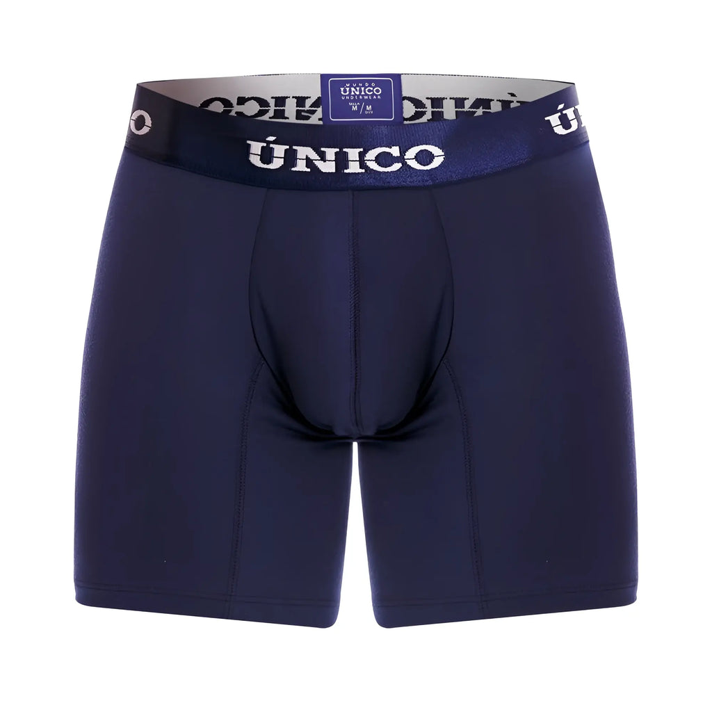 Dark navy blue unico 22120100202 profundo a22 boxer briefs with matching waistband and white unico branding