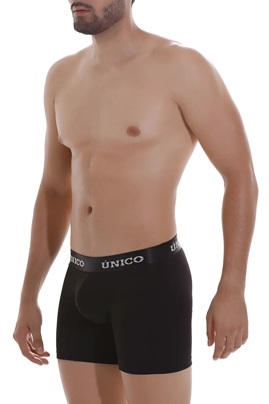 Black unico intenso a22 boxer briefs snug fit with elastic waistband in color 99-black shown from front view