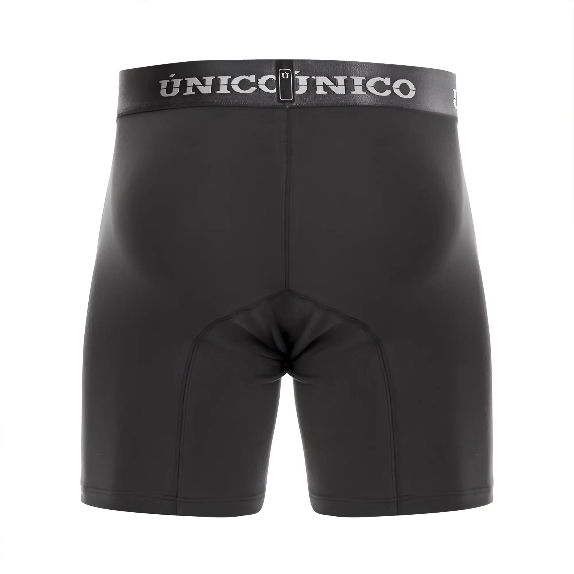 Black unicounico boxer briefs with snug fit reinforced seams in dark gray fabric designed for comfort and durability