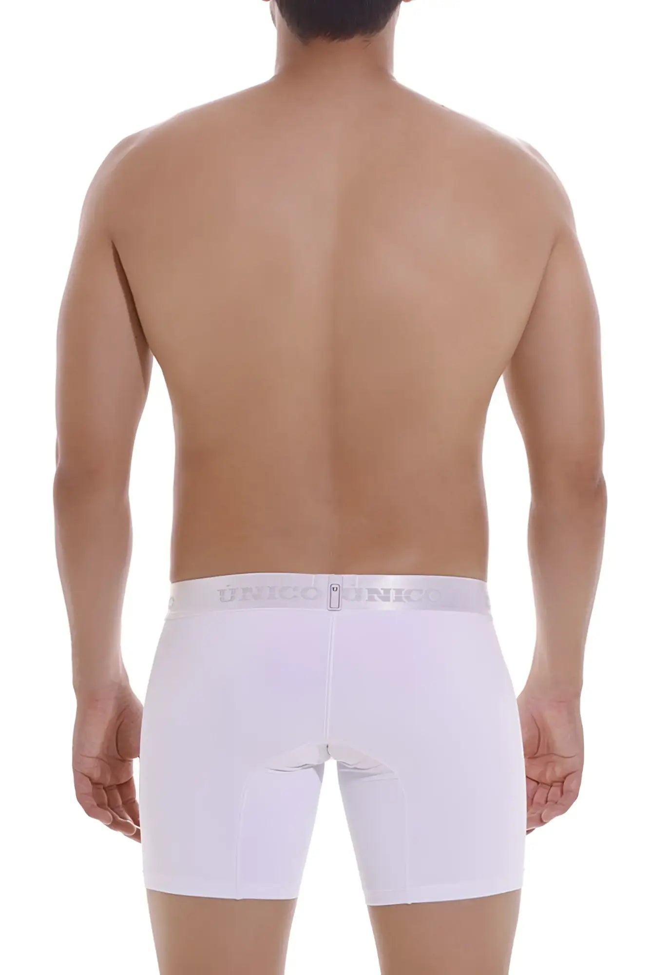 White men’s boxer briefs unico 22120100205 cristalino m22 with silver umedonic waistband in cotton blend