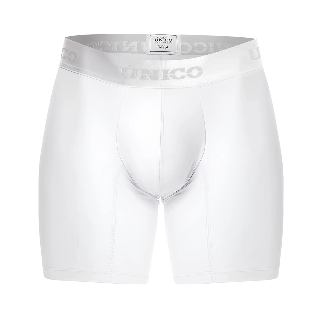 White unico 22120100205 cristalino m22 boxer briefs with silver elastic waistband featuring brand name