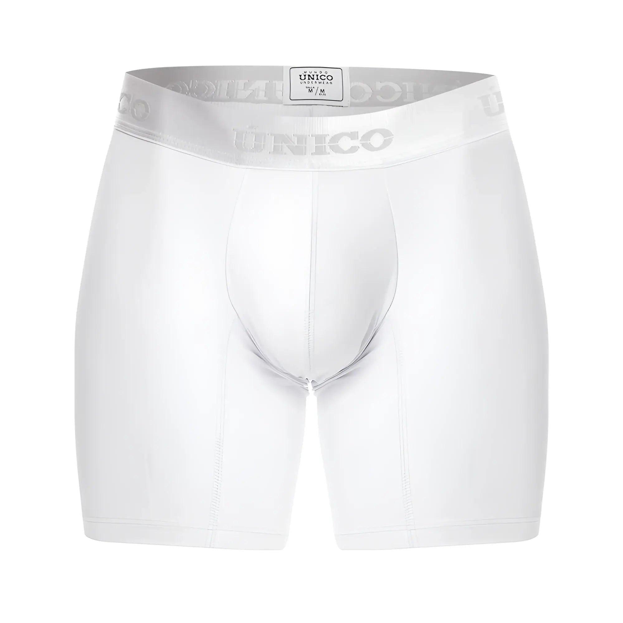 White unico 22120100205 cristalino m22 boxer briefs with silver elastic waistband featuring brand name