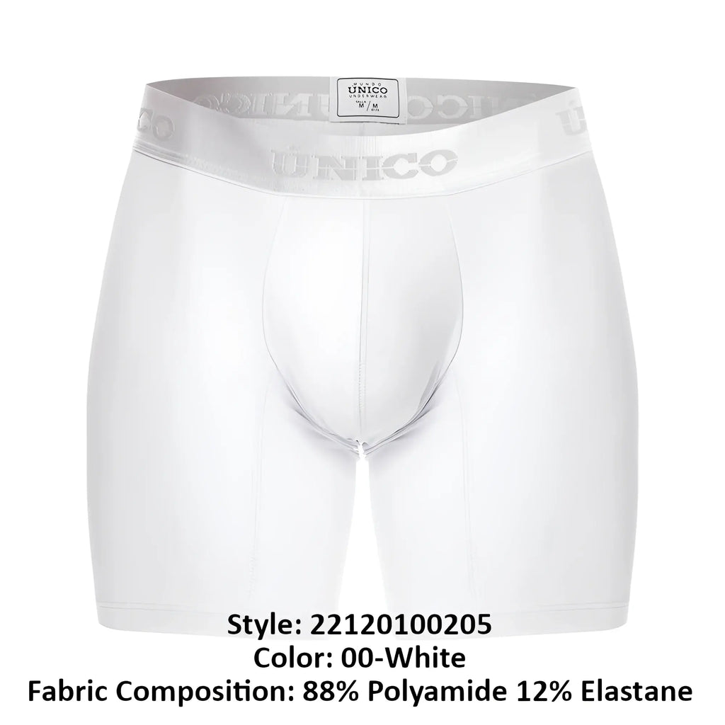 White unico 22120100205 Cristalino M22 boxer briefs with sleek form-fitting design and subtle branded waistband