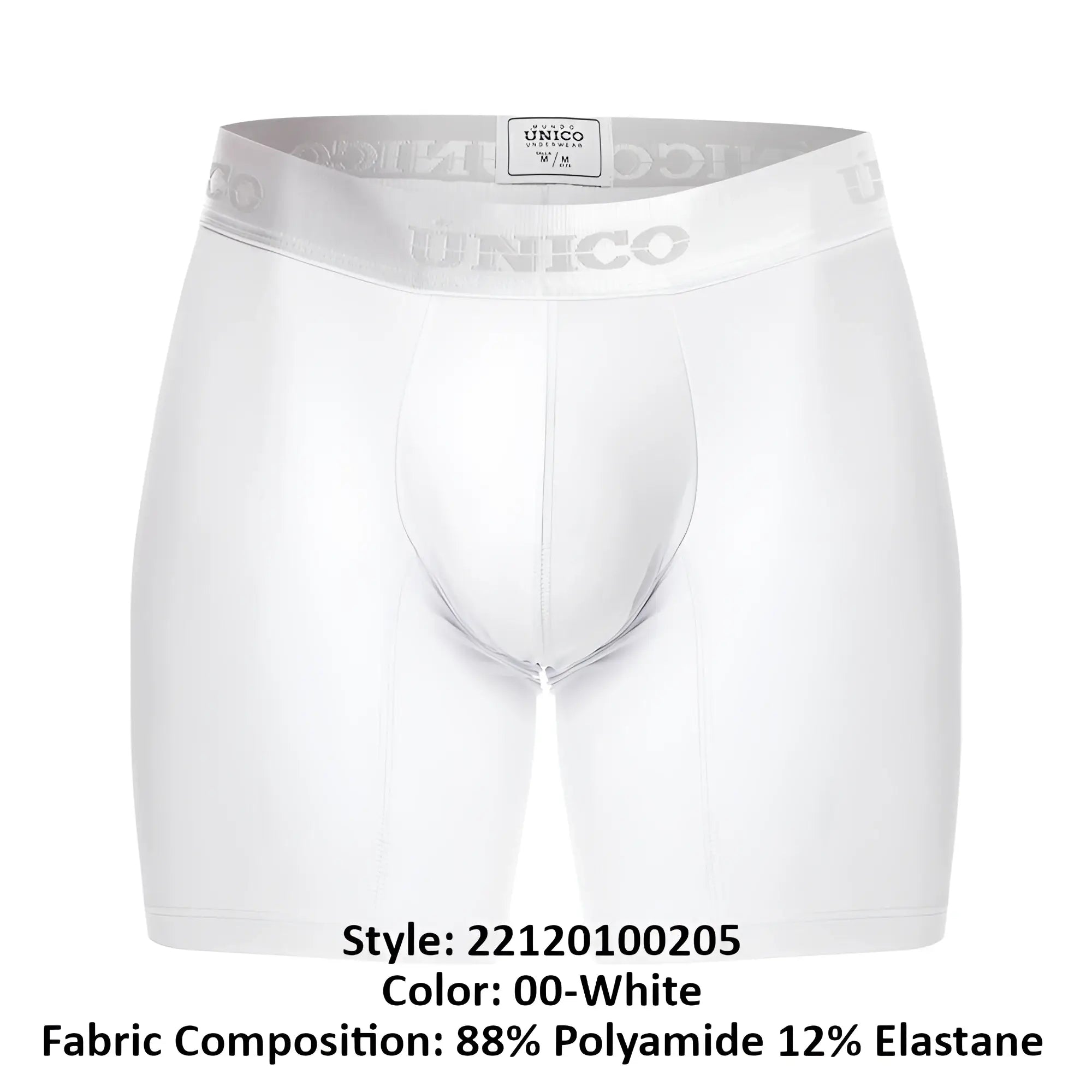 White unico 22120100205 Cristalino M22 boxer briefs with sleek form-fitting design and subtle branded waistband