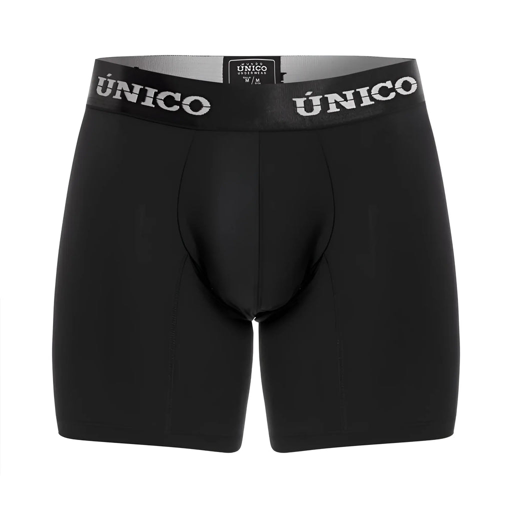 Black unico intenso m22 boxer briefs with snug elastic waistband featuring brand name in white lettering color 99 black