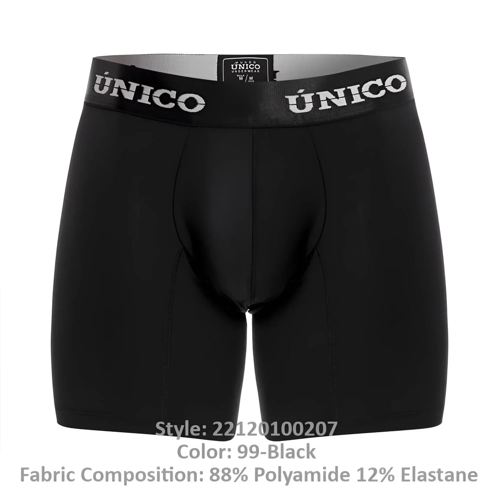 Black unico intenso m22 boxer briefs with stretchy waistband featuring white brand name lettering color 99 black