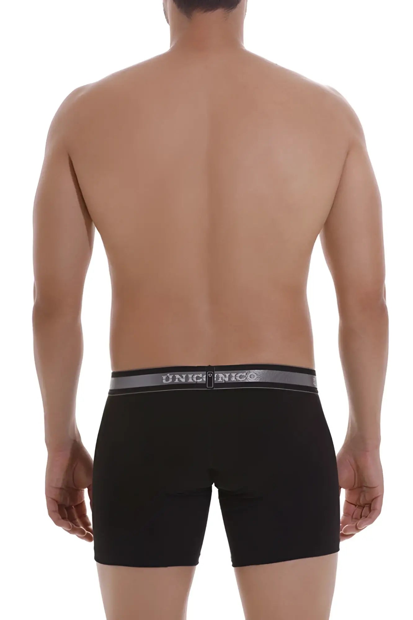 Black unico 22120100211 nebuloso a22 boxer briefs with gray elastic waistband and white brand lettering
