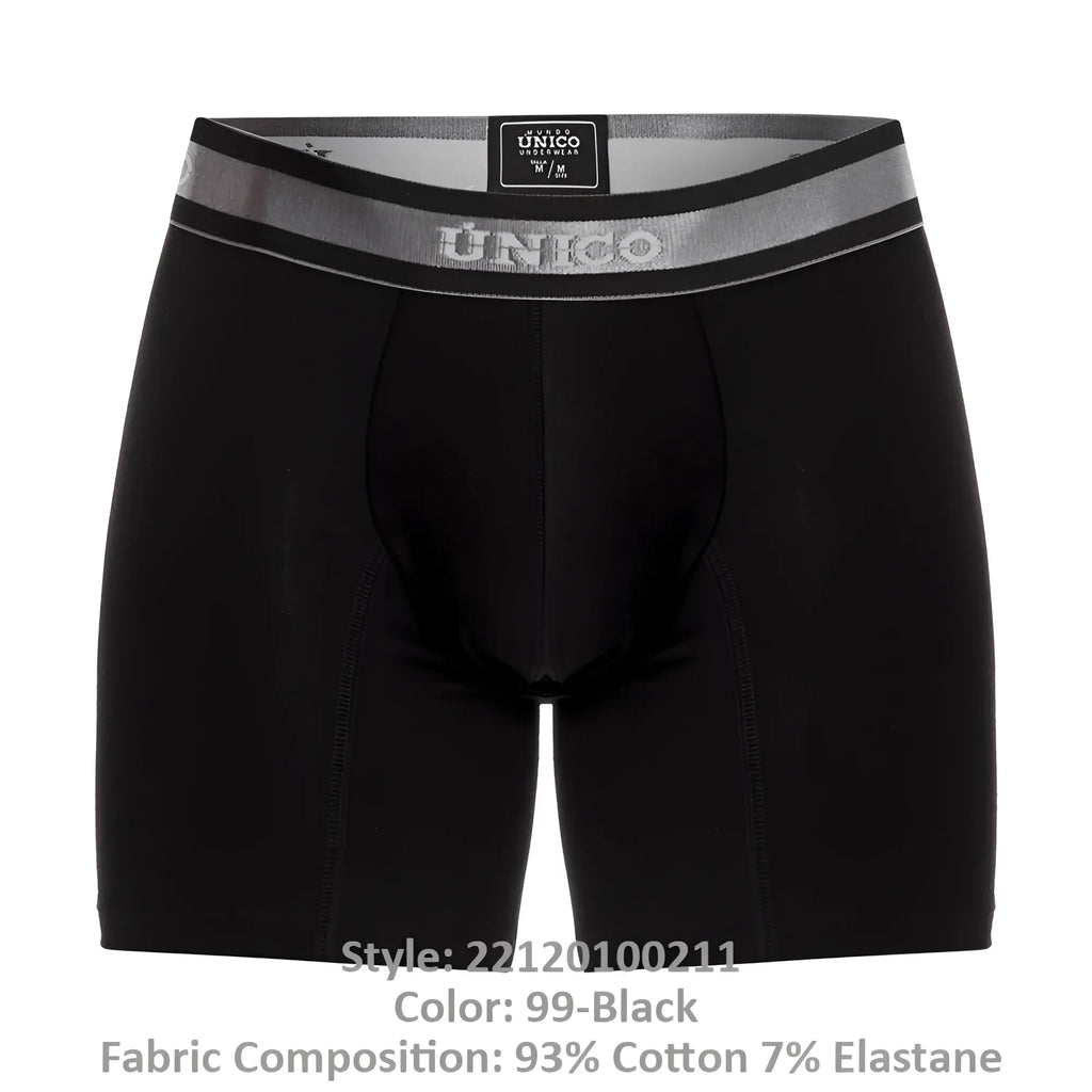 Black unico 22120100211 nebuloso a22 boxer briefs with silver waistband and subtle branding in color 99-black