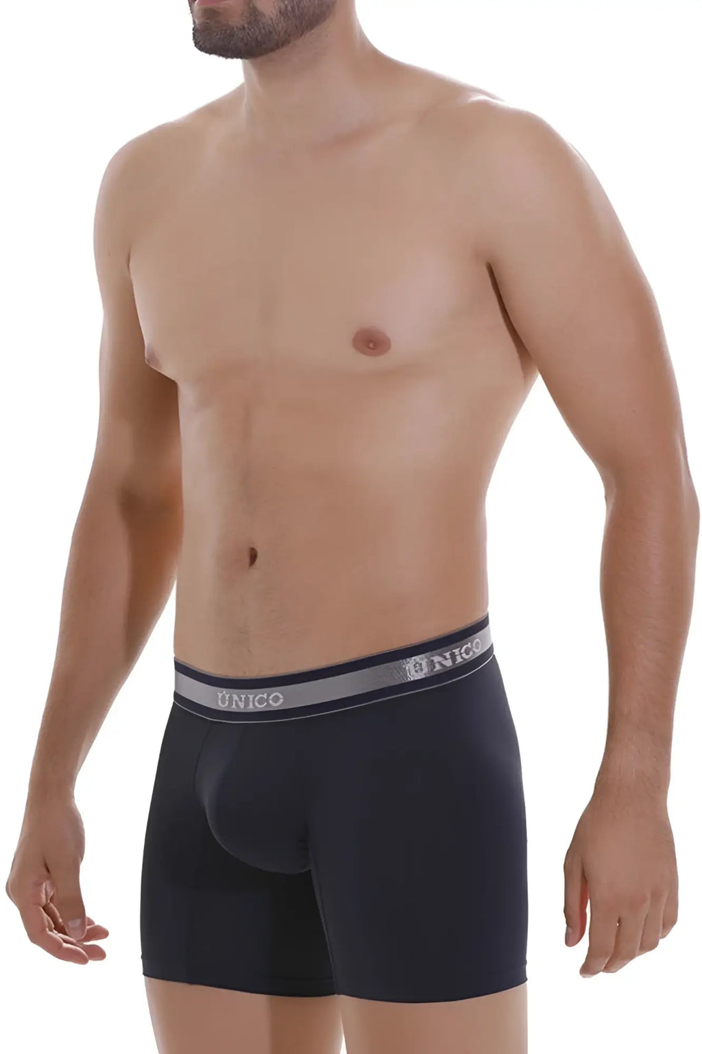 Unico 22120100213 Cardenal M22 black boxer briefs with gray waistband and white brand name lettering