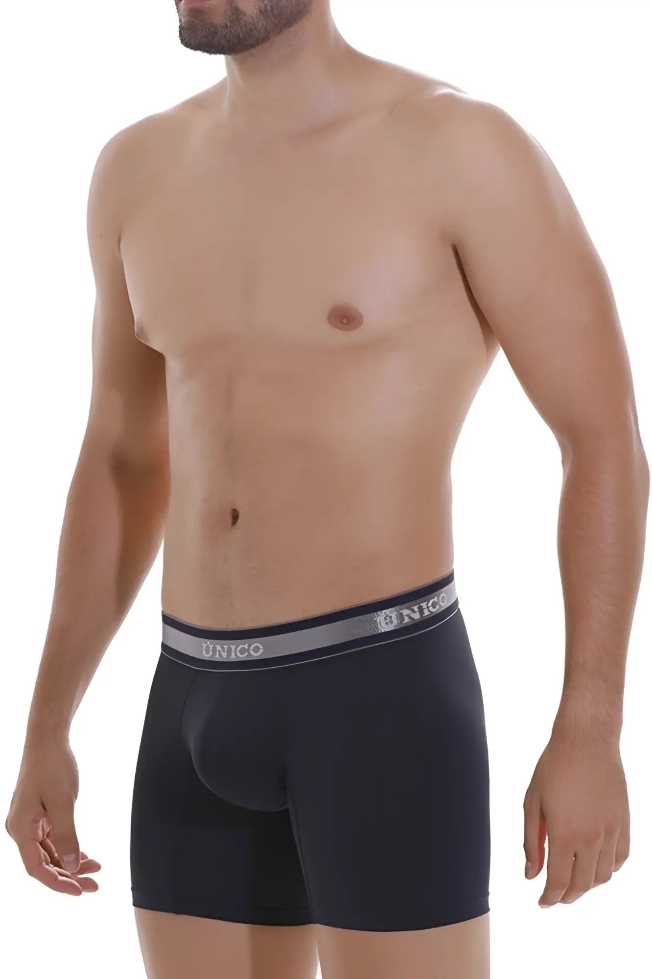 Unico 22120100213 Cardenal M22 black boxer briefs with gray waistband and white brand name lettering