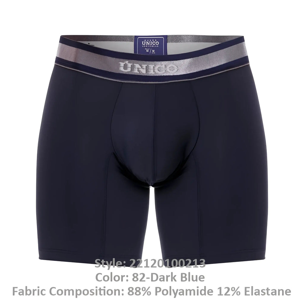 Dark blue unico 22120100213 cardenal m22 boxer briefs with silver and navy waistband for comfort and support