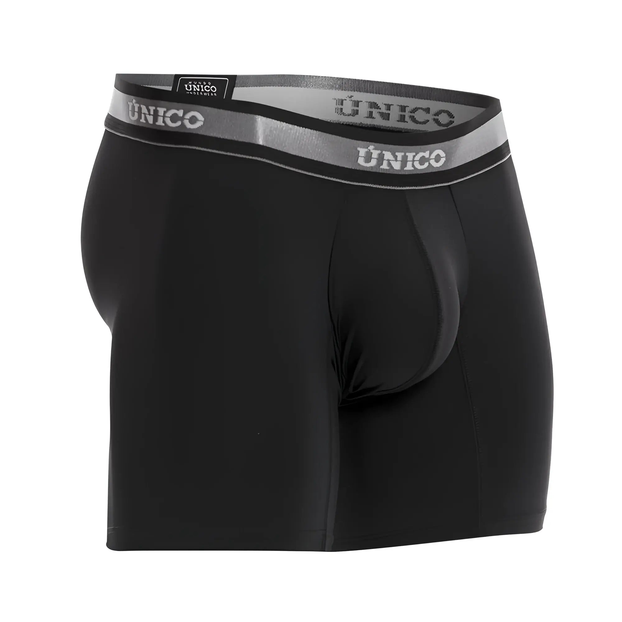 Black unico 22120100214 nebuloso m22 boxer briefs with gray elastic waistband and white brand name lettering
