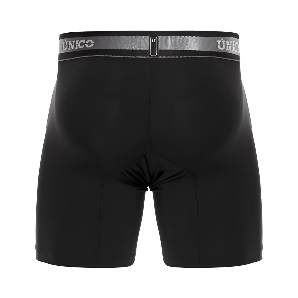 Black unico boxer briefs nebuloso m22 with silver waistband featuring brand name and logo in color 99-black