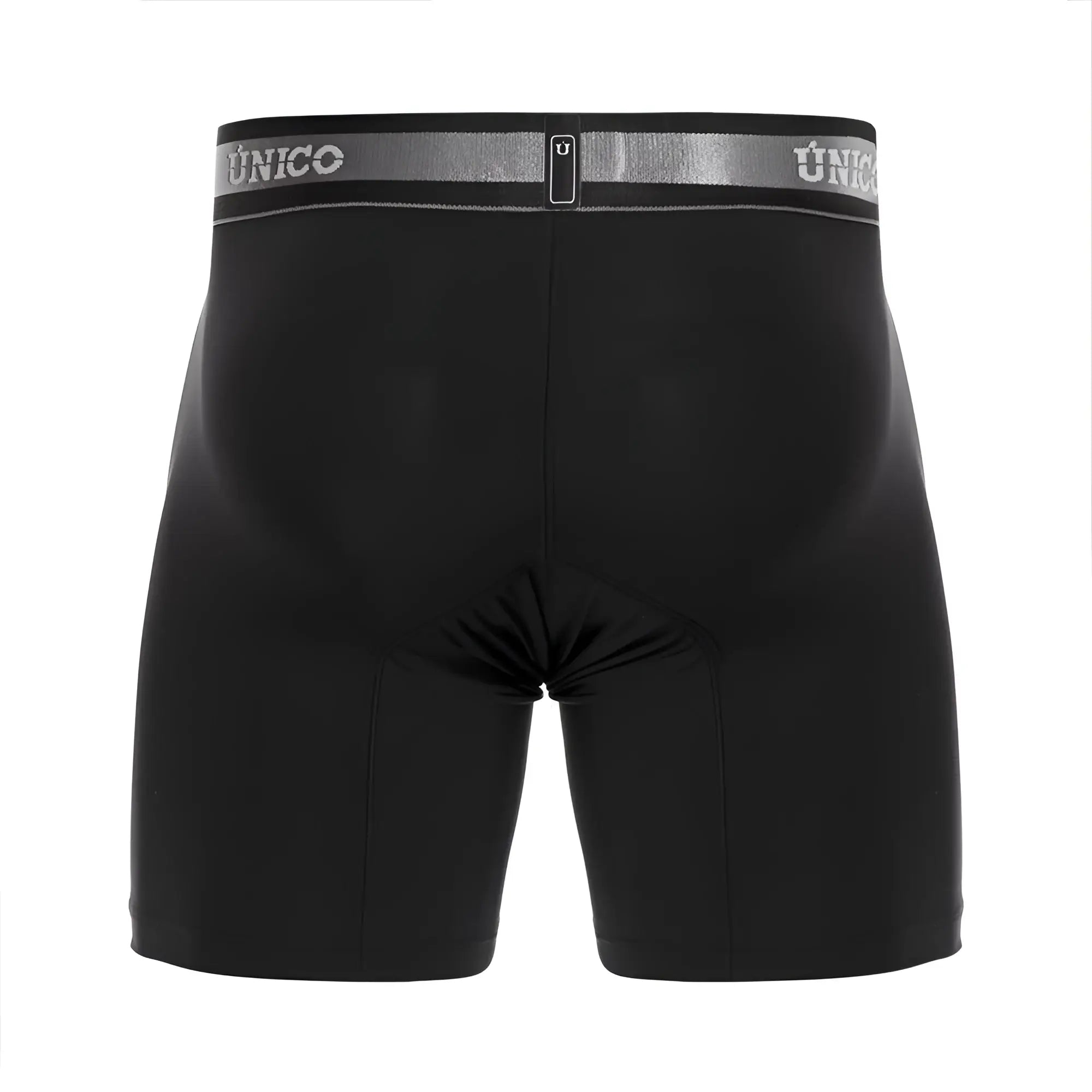 Black unico boxer briefs nebuloso m22 with silver waistband featuring brand name and logo in color 99-black