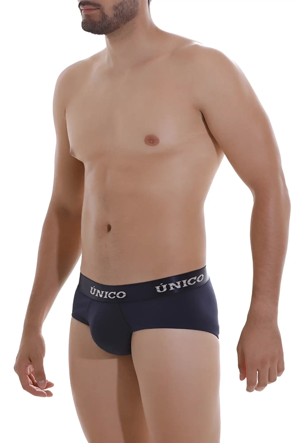 Navy blue unico 22120201102 profundo a22 briefs with white logo band designed for comfortable everyday wear