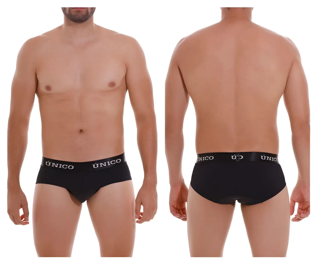 Black unico 22120201103 intenso a22 briefs with white logo waistband band made from comfortable fabric